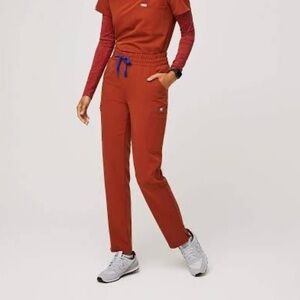 Figs Yola High Waisted Scrub Pants in Auburn